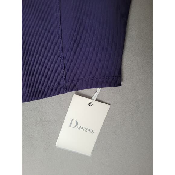 DMNZNS Womens Sleeveless High Neck Workout Crop Top Ribbed Knit Top Large - Picture 4 of 5